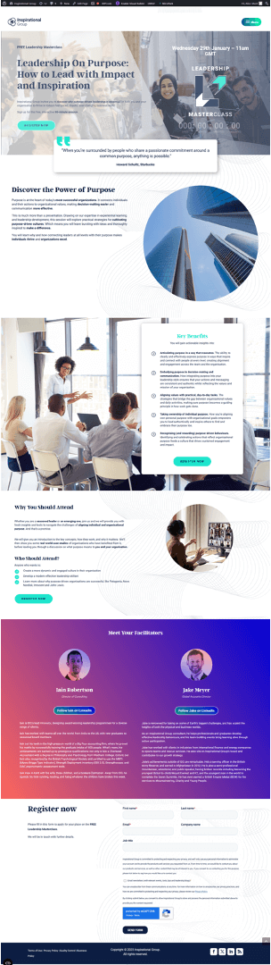 Leadership Masterclass - landing page